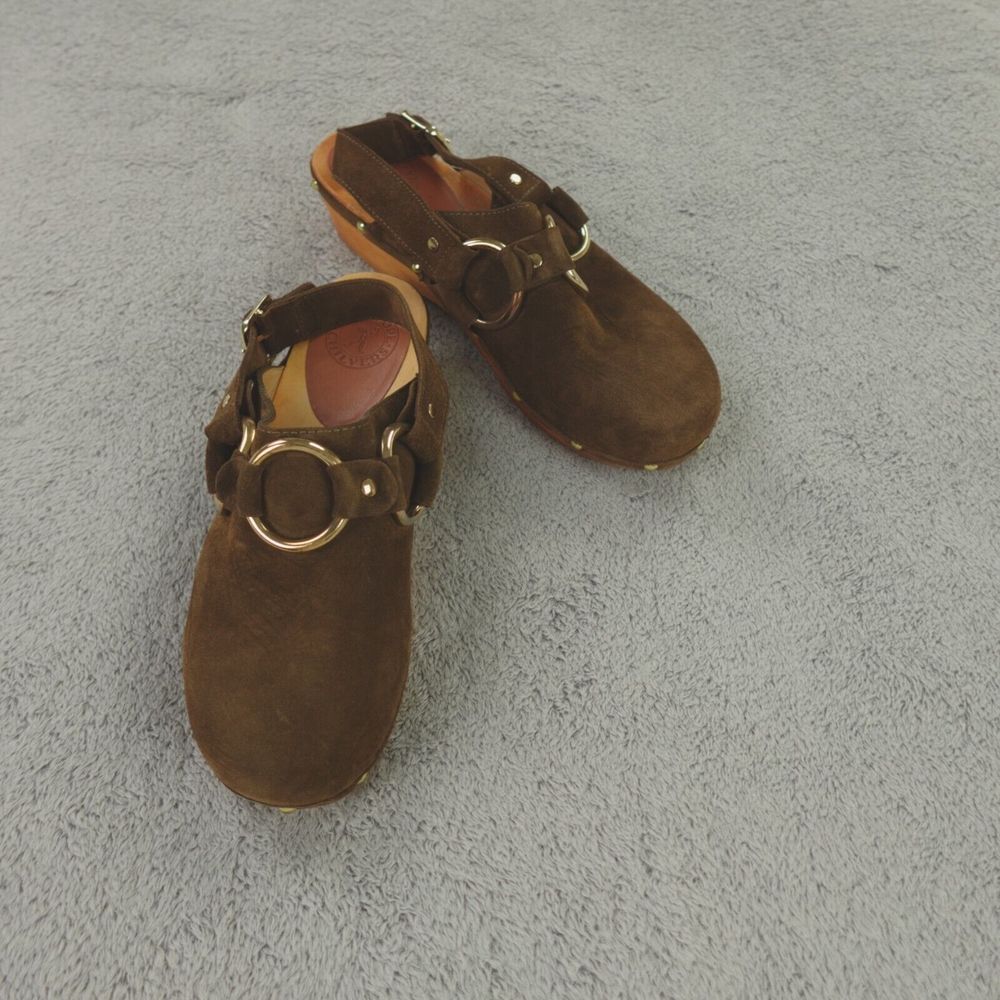 Penelope Chilvers Brown Mules with Gold Accents